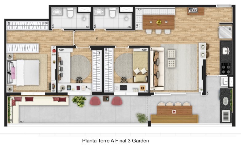 AR Planalto: 3 dorm 97 06m² garden opção