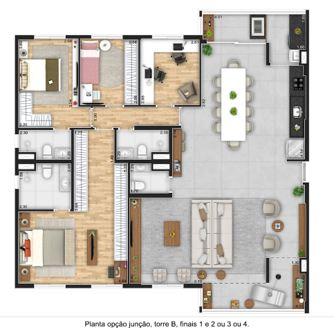 AR Planalto: 4 dorm 160m² junção opção