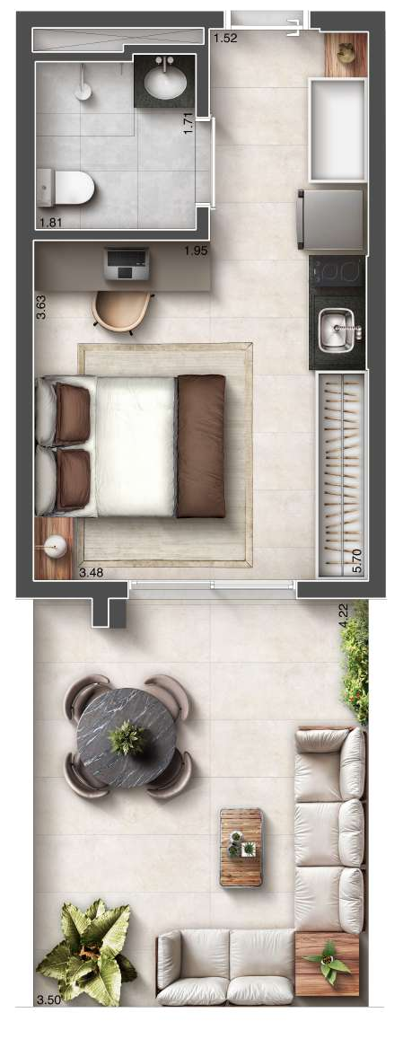 Arch Nazaré Urban: 1 dorm 38m² garden