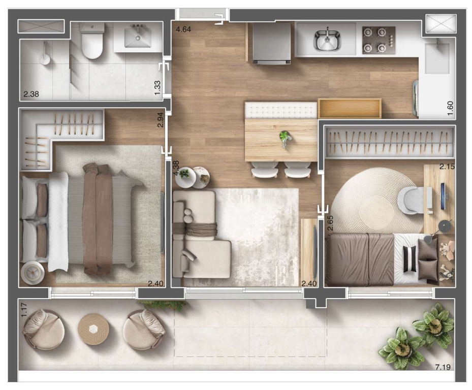 Arch Nazaré Urban: 2 dorm 43m² garden