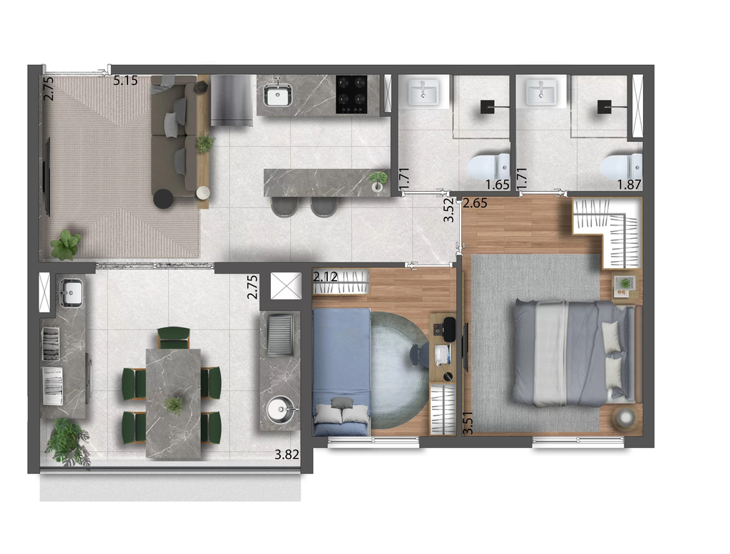 Aria Mooca: 2 dorm 51m²