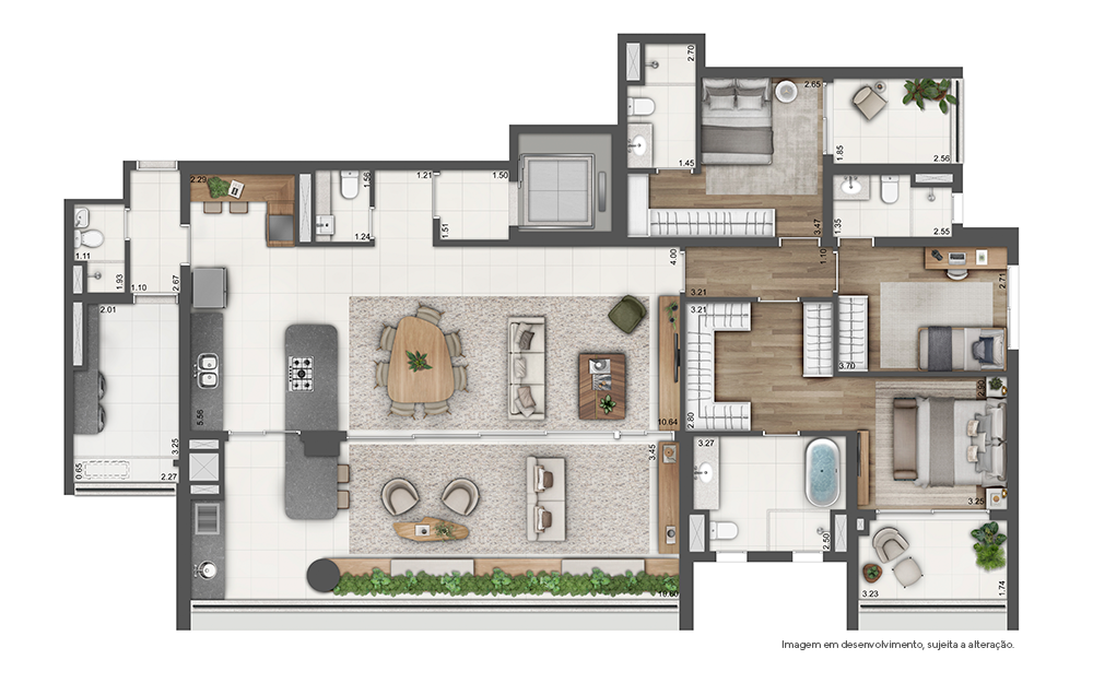 Arizona 1002: 3 dorm 202m² opção 1
