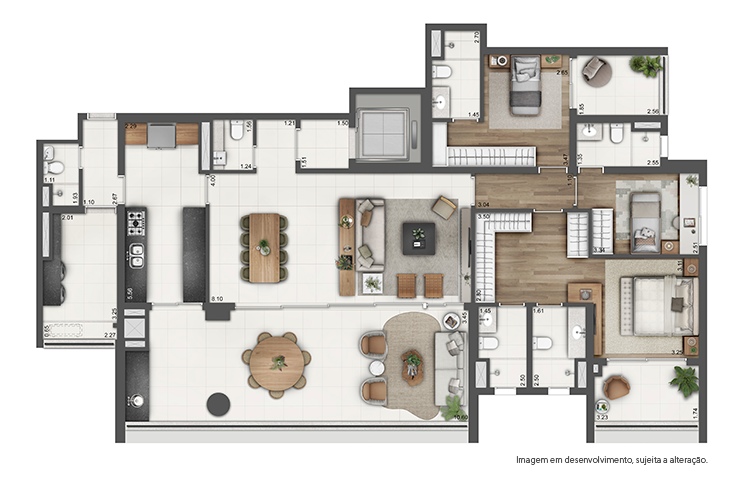 Arizona 1002: 3 dorm 202m² opção 2