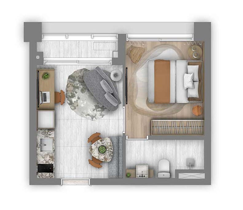 Art'Stone Residences: 1 dorm 30m² merge