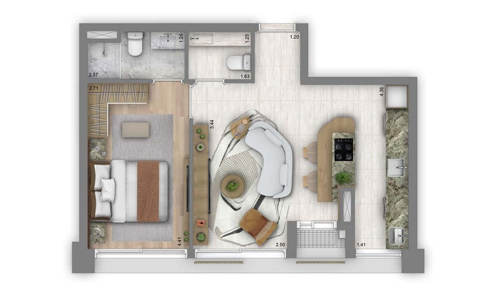Art'Stone Residences: 1 dorm 54m²