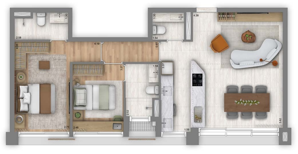 Art'Stone Residences: 2 dorm 80m²