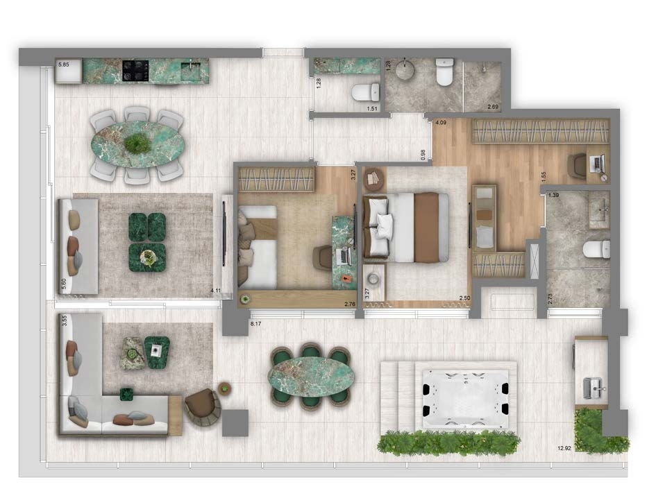 Art'Stone Residences: 2 dorm 127m² garden