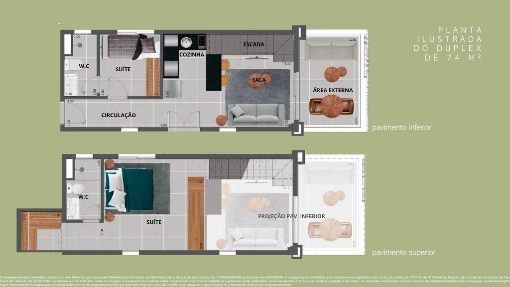 Arte Itaim: 2 dorm 74m² duplex