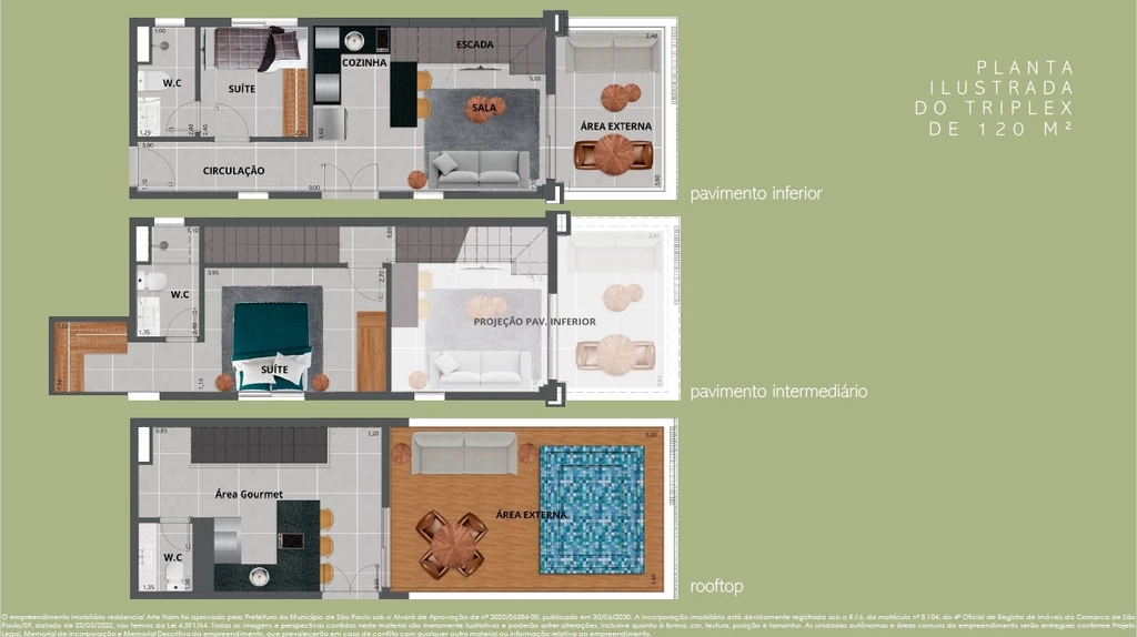 Arte Itaim: 2 dorm 120m² triplex