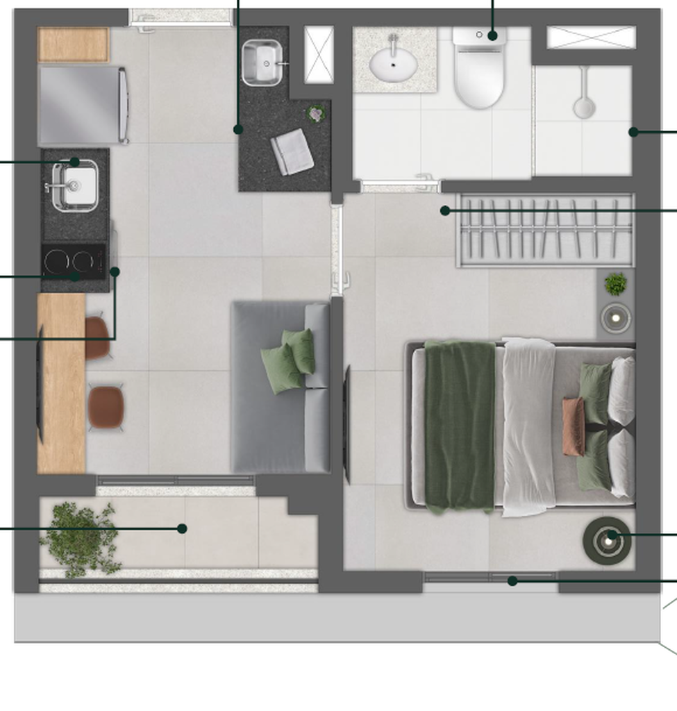 Arvo Teixeira da Silva: 1 dorm 24m²