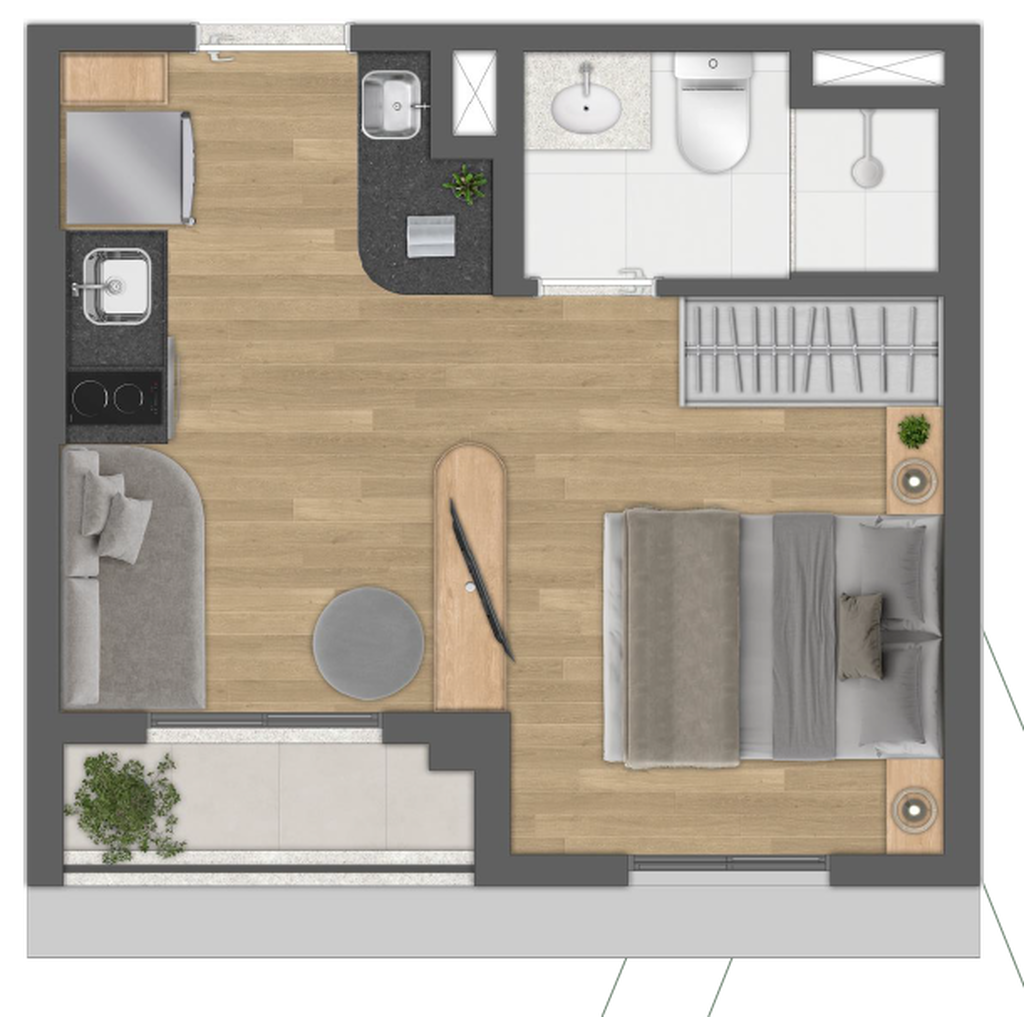 Arvo Teixeira da Silva: 1 dorm 24m² studio opção