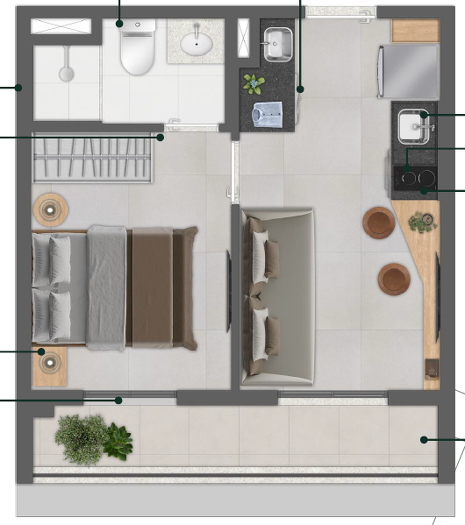 Arvo Teixeira da Silva: 1 dorm 29m²