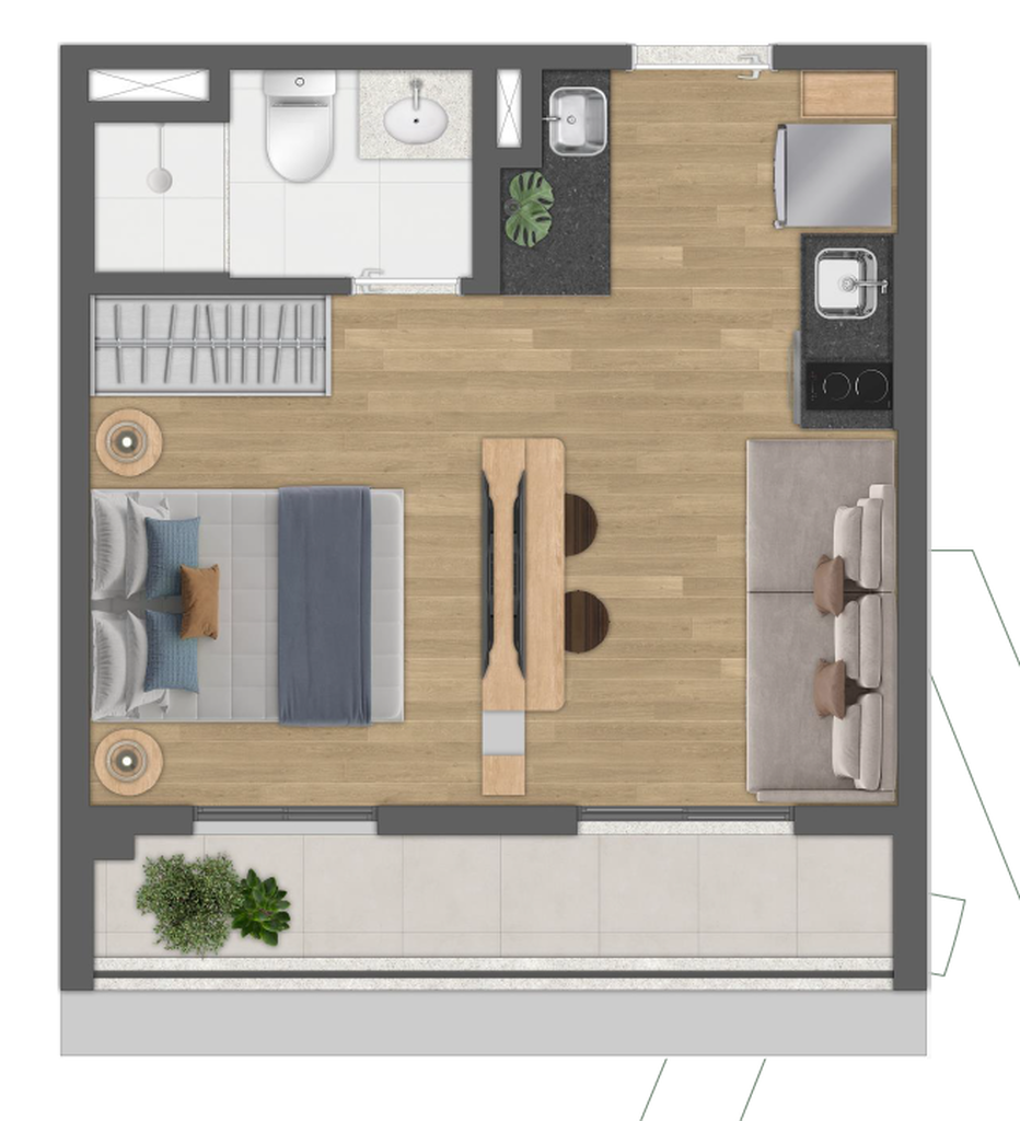 Arvo Teixeira da Silva: 1 dorm 29m² studio opção
