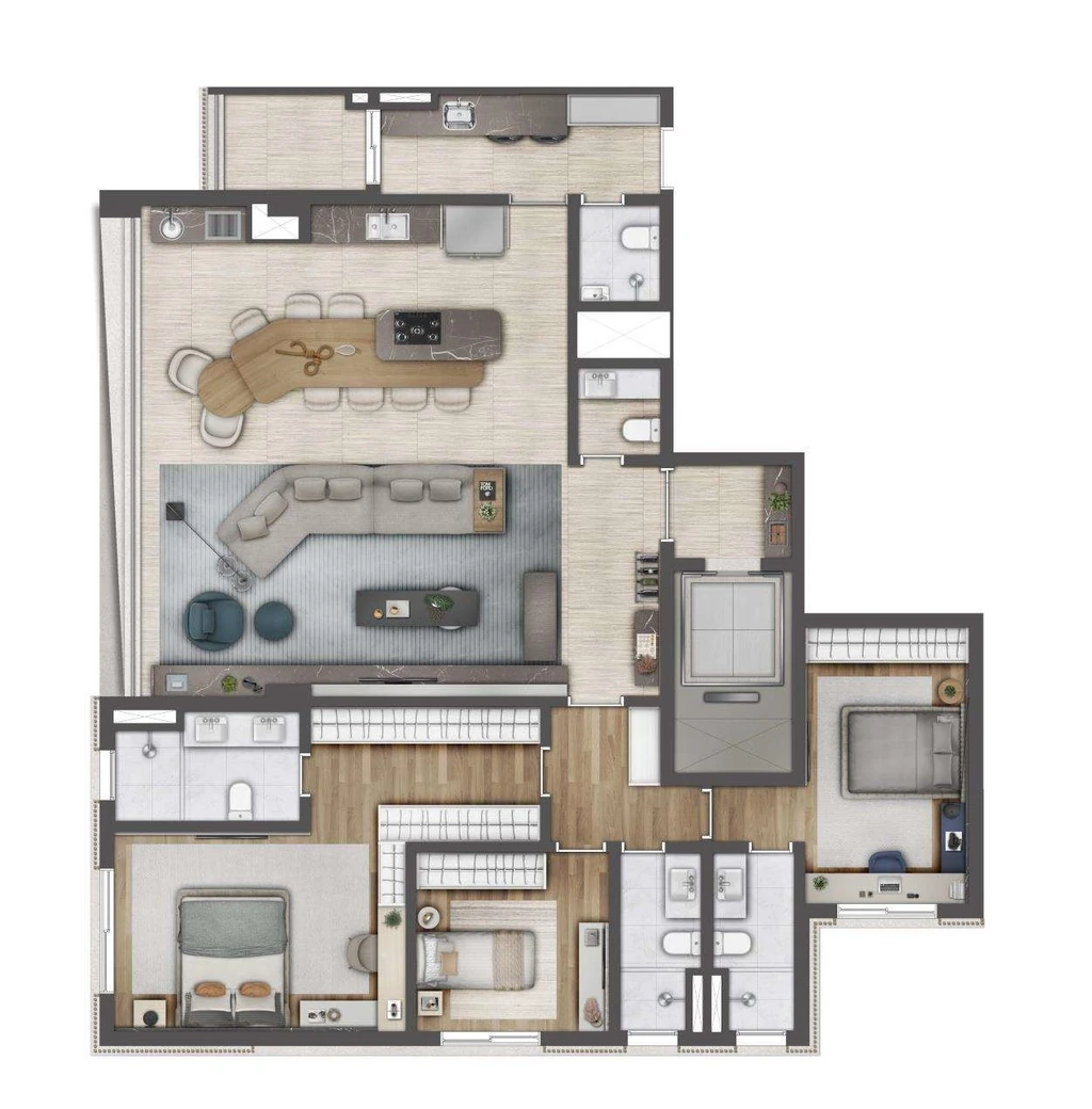 Atmos Moema: 3 dorm 160m² opção 1