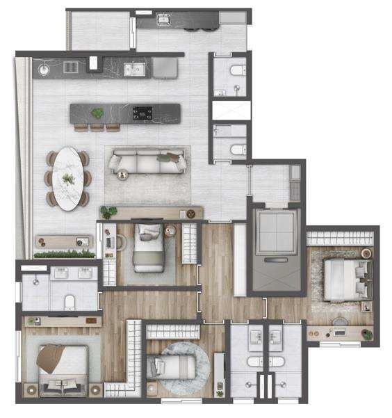Atmos Moema: 4 dorm 160m² opção 2