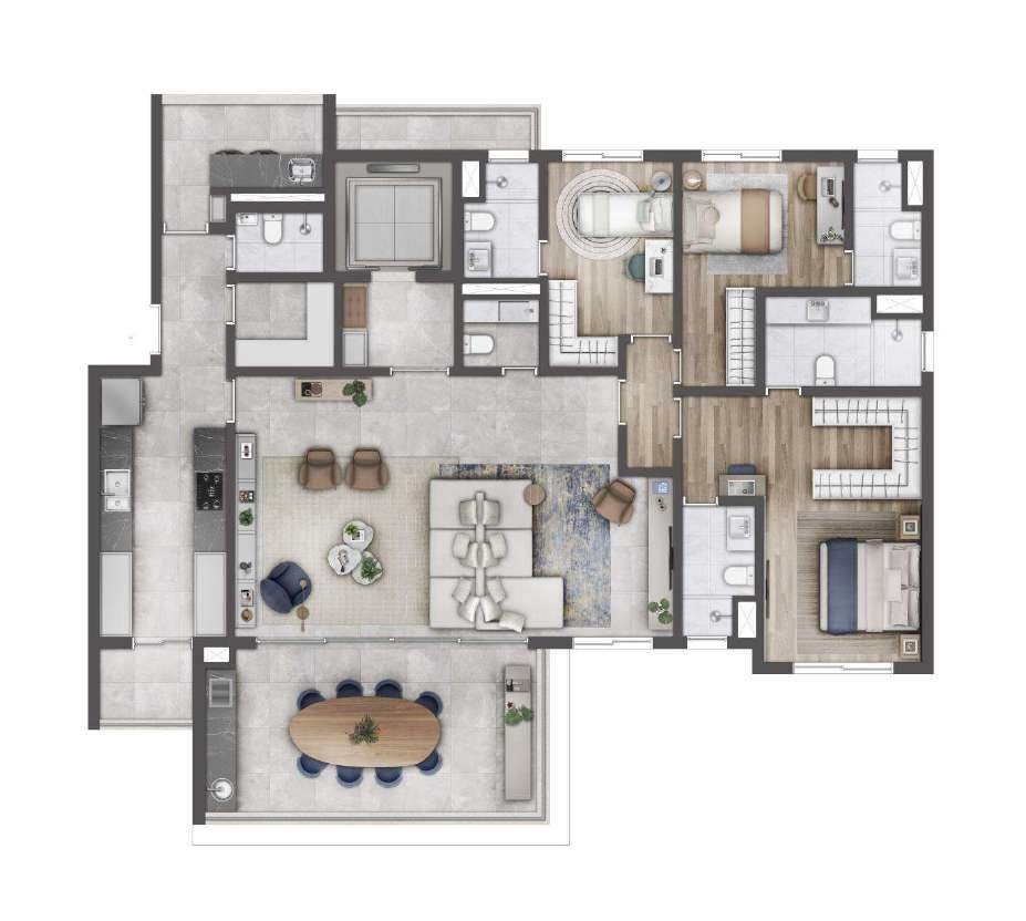Atmos Moema: 3 dorm 189m² opção 1