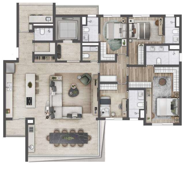 Atmos Moema: 4 dorm 189m² opção 2
