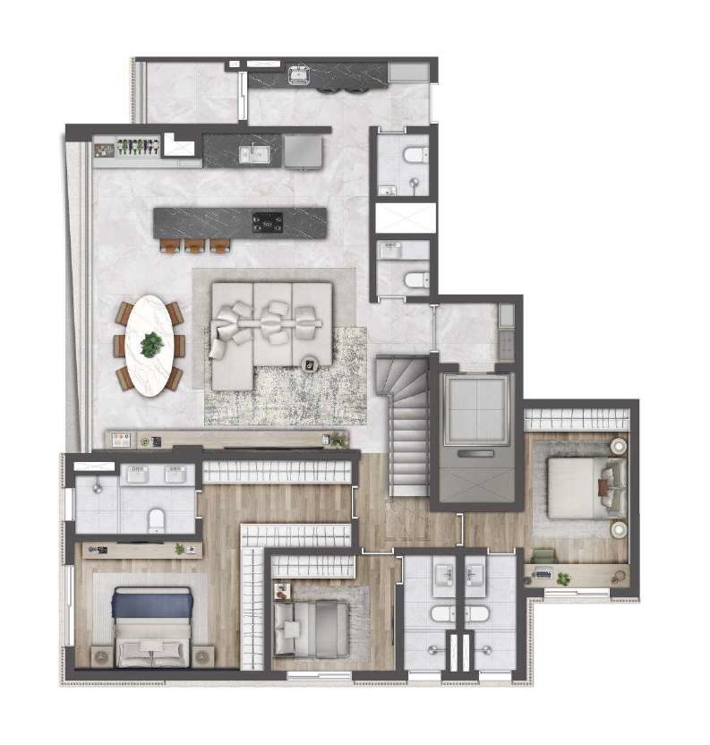 Atmos Moema: 3 dorm 305m² cobertura duplex inferior opç