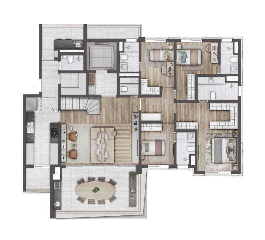 Atmos Moema: 4 dorm 345m² cobertura duplex inferior
