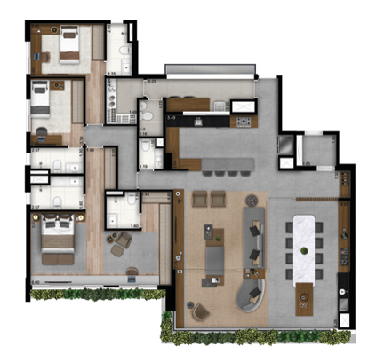 Atypik: 3 dorm 201m² opção 1