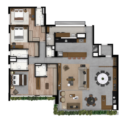 Atypik: 3 dorm 201m² opção 2