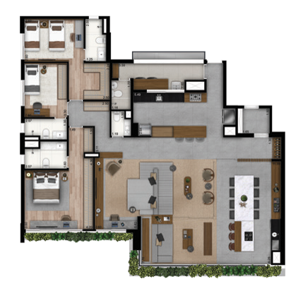 Atypik: 3 dorm 201m² opção 3