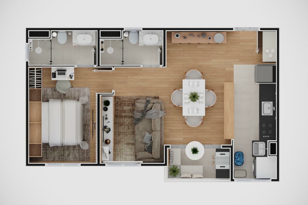 Aura Humaitá: 2 dorm 47m²