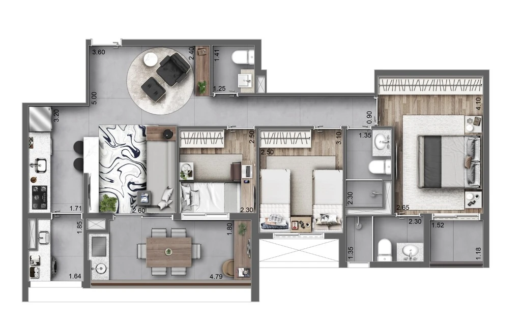 Autoral Moema: 3 dorm 83m²