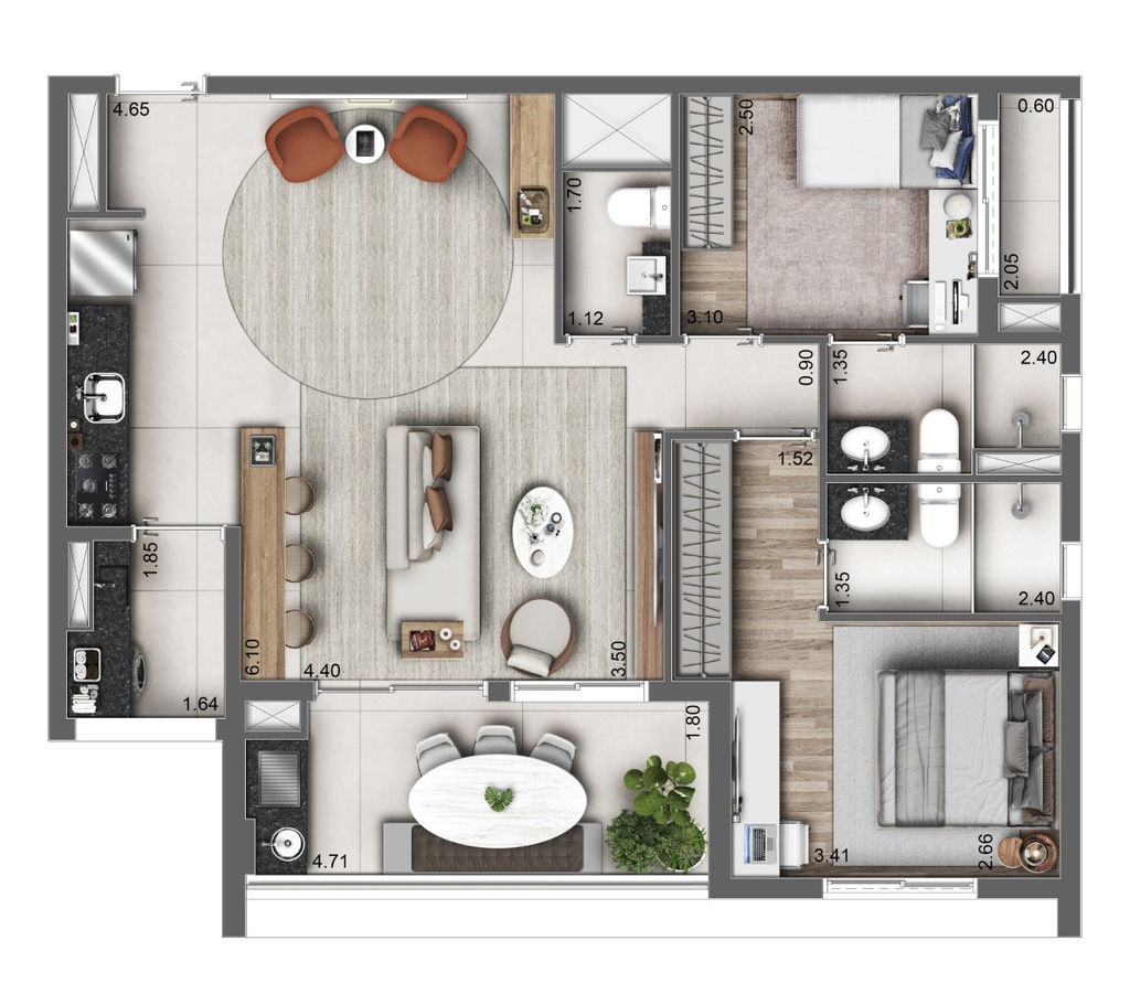 Autoral Moema: 2 dorm 85m² opção