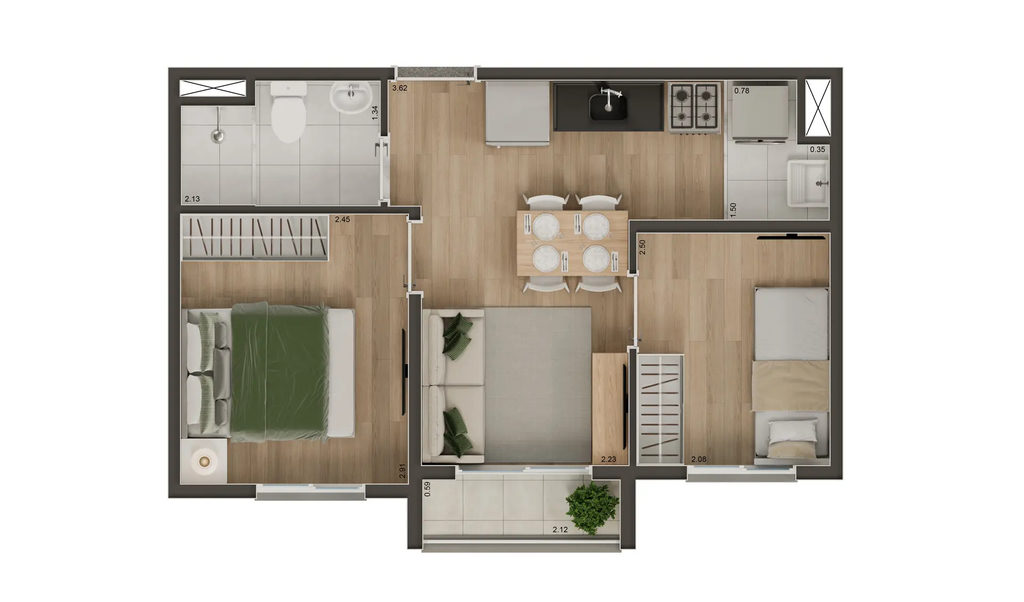 Beat Jardim Botânico: 2 dorm 34m²