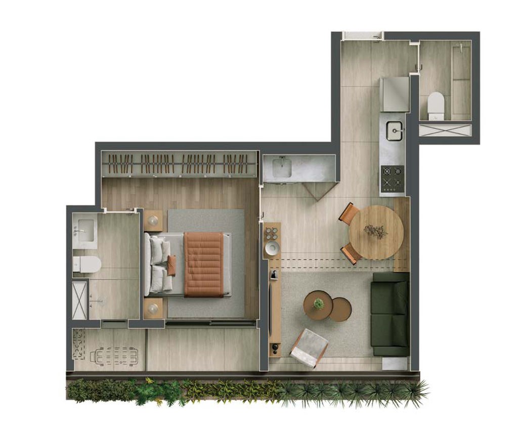 Bela: 1 dorm 48m²