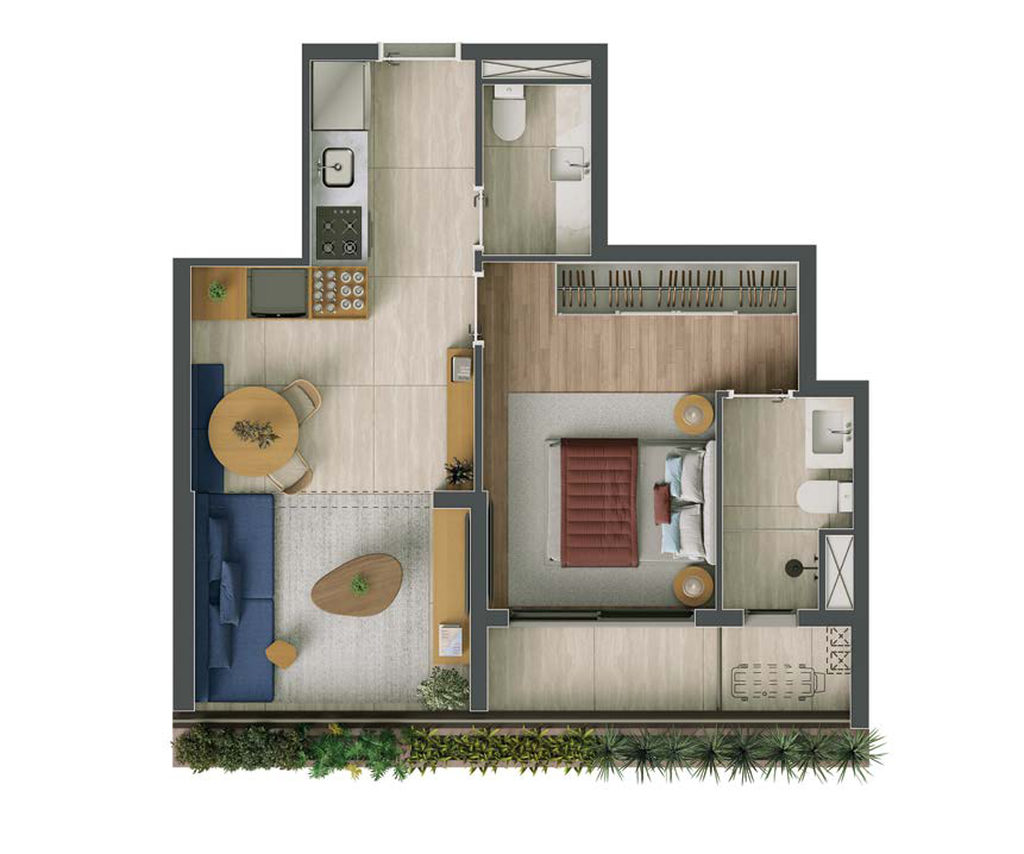 Bela: 1 dorm 49m²