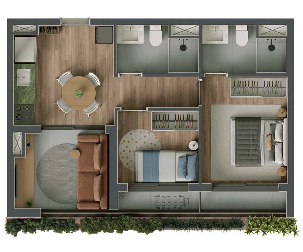 Bela: 2 dorm 51m²