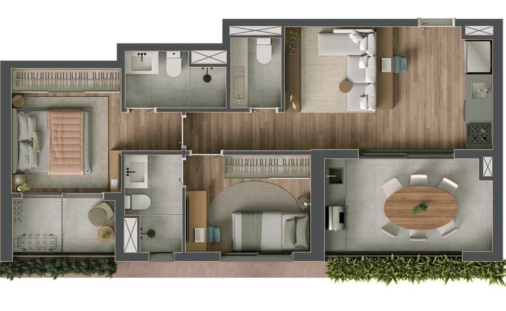 Bela: 2 dorm 67m²