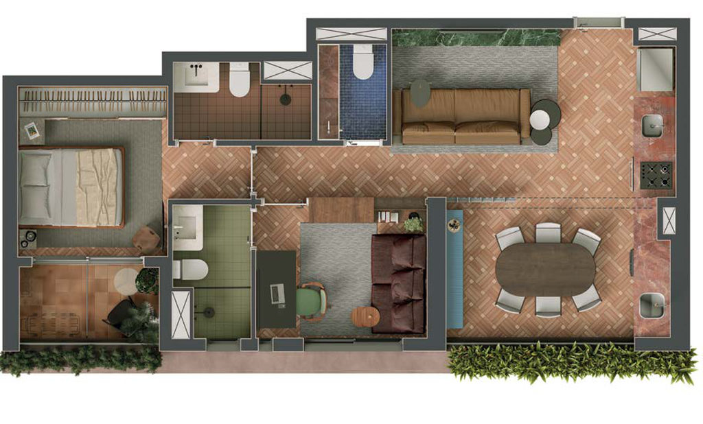 Bela: 2 dorm 67m²