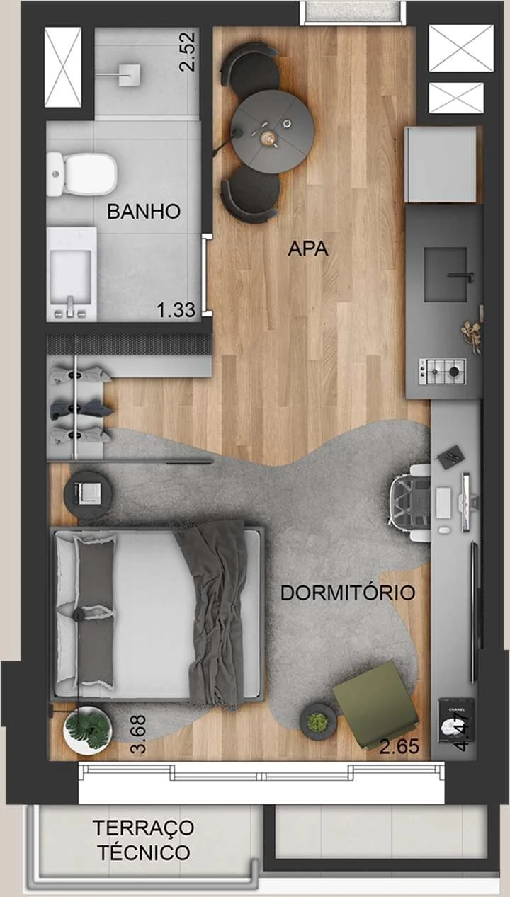 Bem Moema Studios: 1 dorm 26m² studio