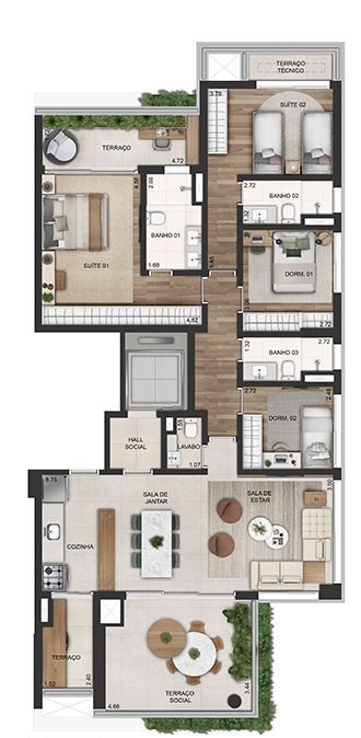 Bem Moema: 4 dorm 148m²