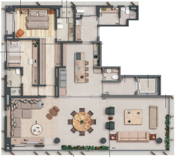 Bioma Itaim: 2 dorm 204m² opção