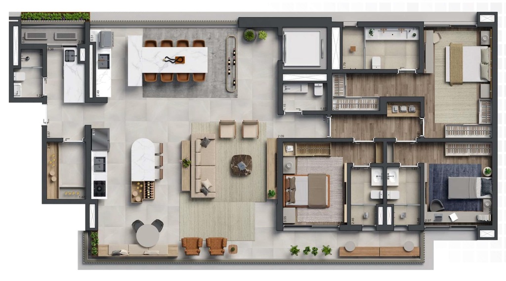 Biotique Ibirapuera: 3 dorm 205m² garden