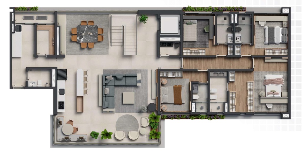 Biotique Ibirapuera: 4 dorm 426m² cobertura duplex inferior