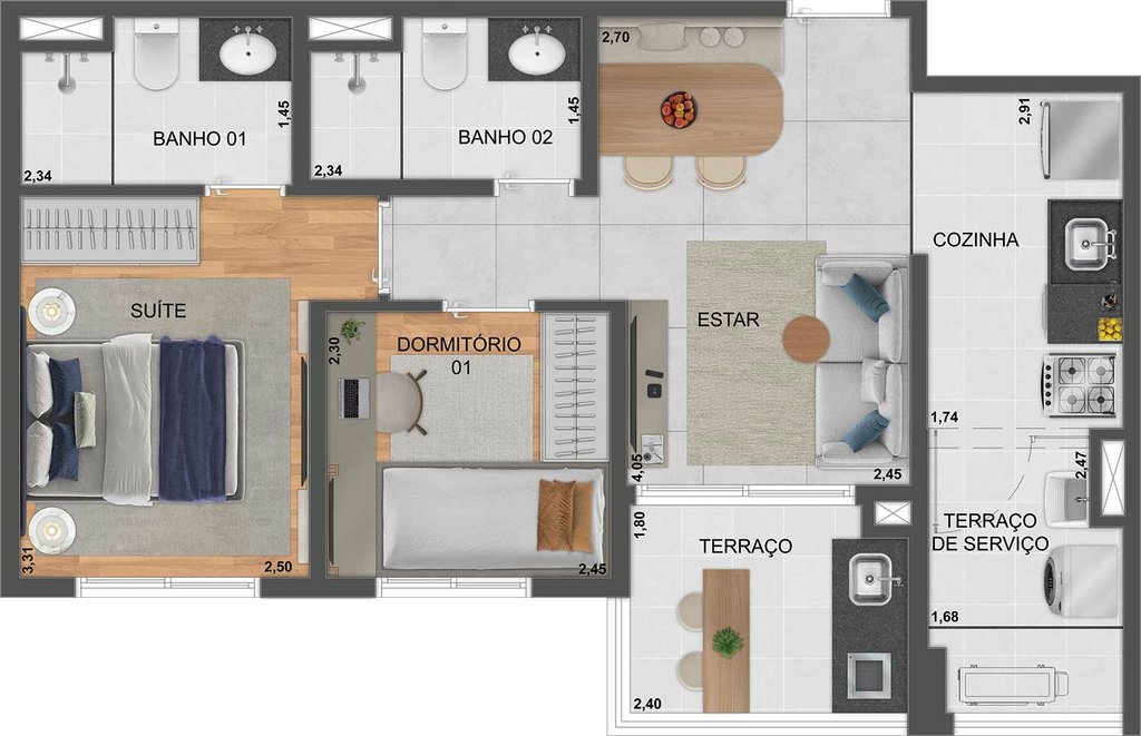 Blue Marine Home Resort: 2 dorm 56m²