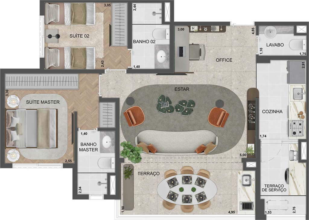 Blue Marine Home Resort: 2 dorm 80m² opção
