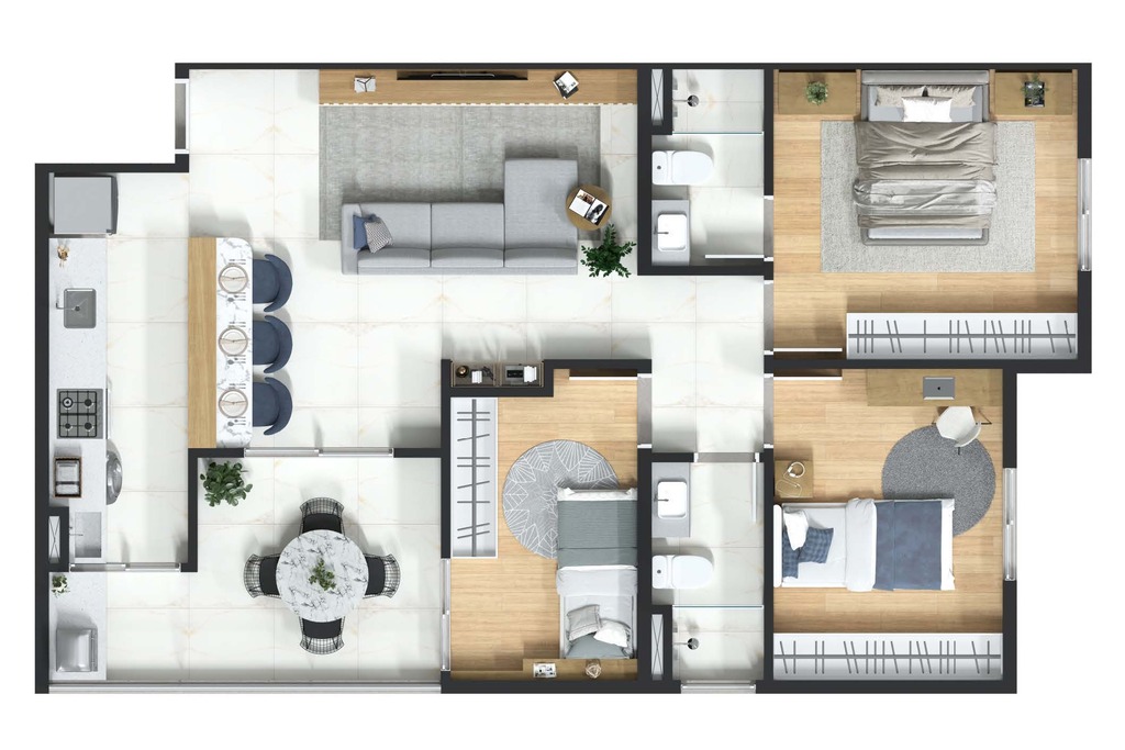 Blume Nazaré São Bernardo: 3 dorm 70m²