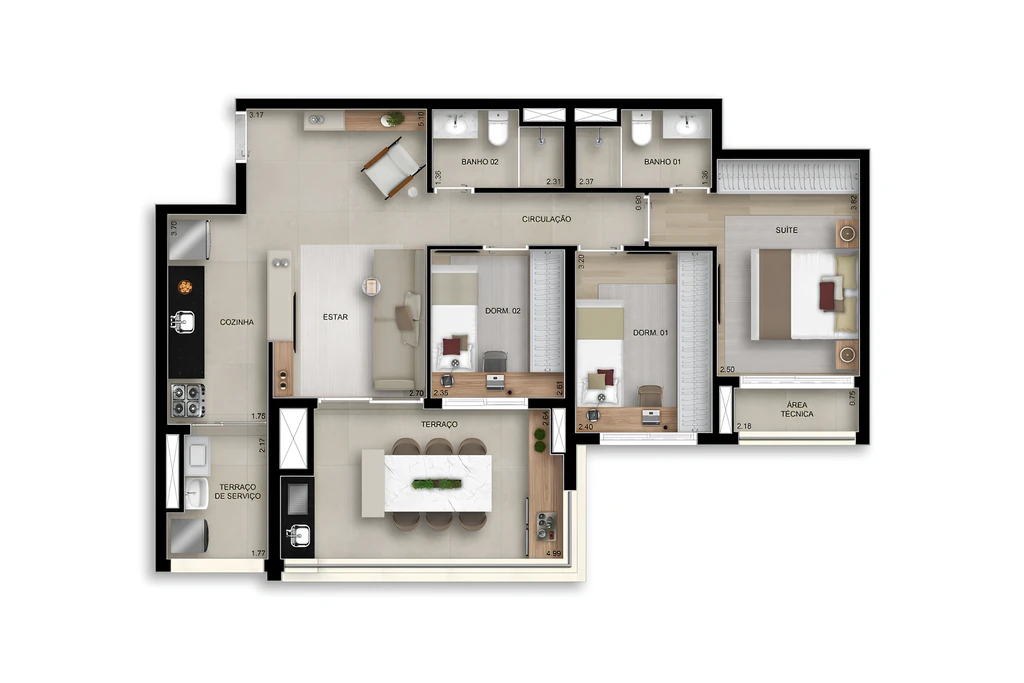 Bosque Santa Cruz by Diálogo Residences: 3 dorm 90m²