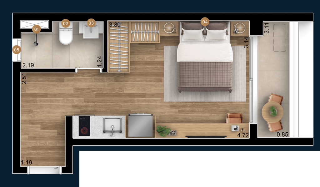 Boulevard Brooklin: 1 dorm 27m² studio