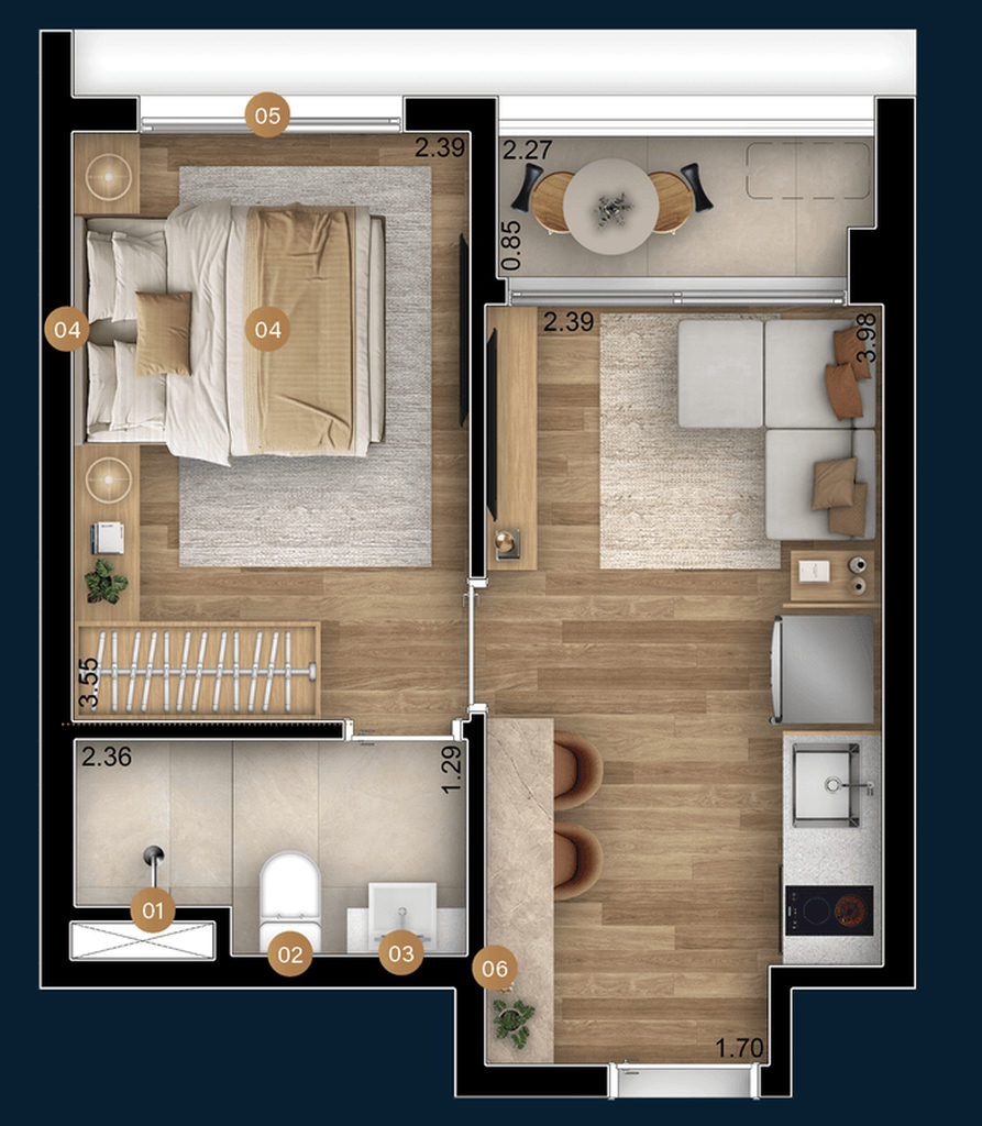 Boulevard Brooklin: 1 dorm 29m²