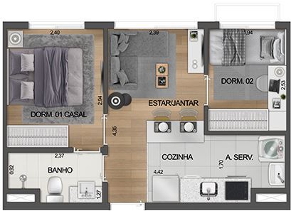 Boulevard Ibirapuera Agami: 2 dorm 33m²