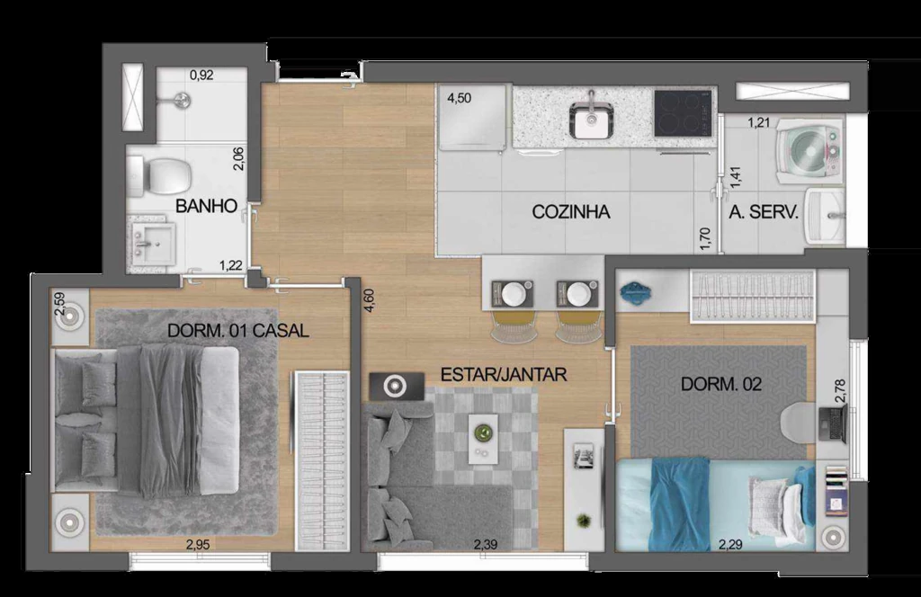 Boulevard Ibirapuera Iraé: 2 dorm 39 08m²