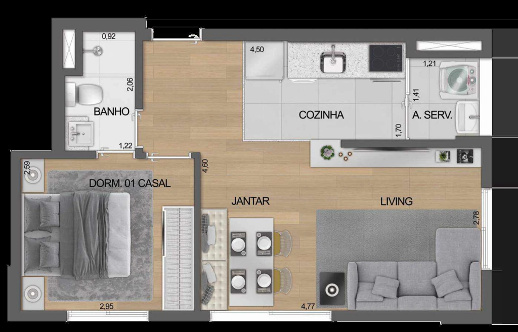 Boulevard Ibirapuera Iraé: 1 dorm 39 08m² opção