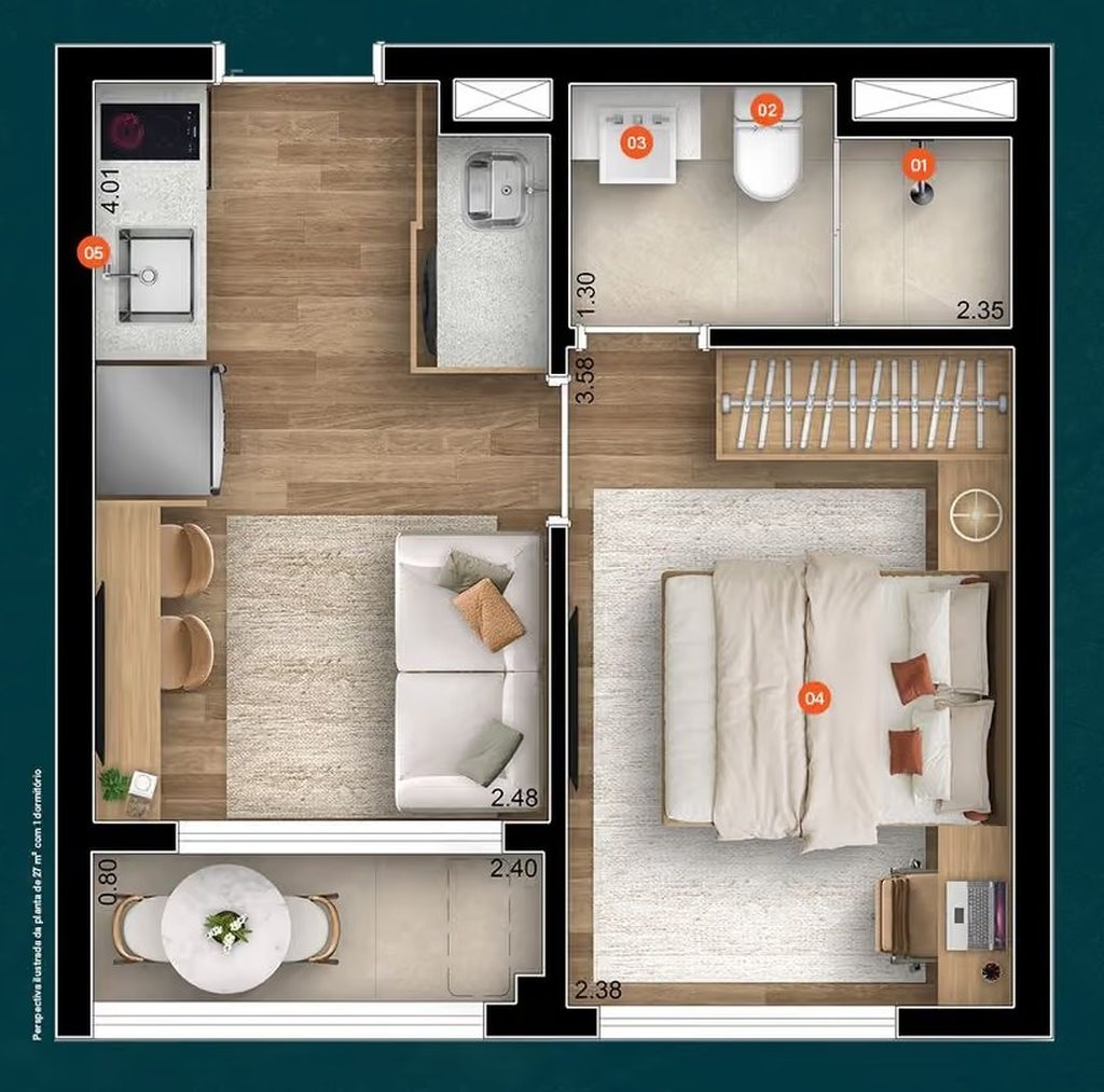 Boulevard Praça da Árvore: 1 dorm 27m²